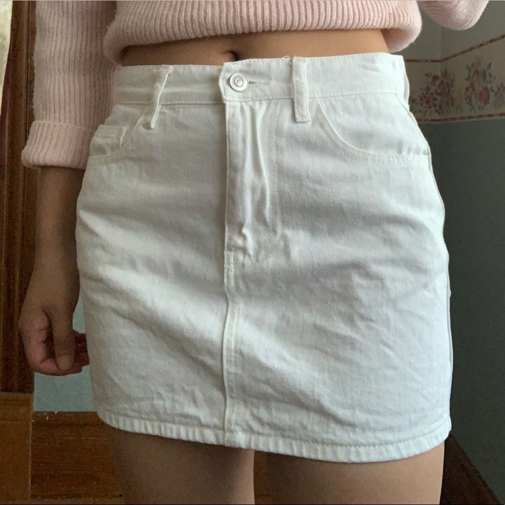 Forever 21 White Jean Skirt